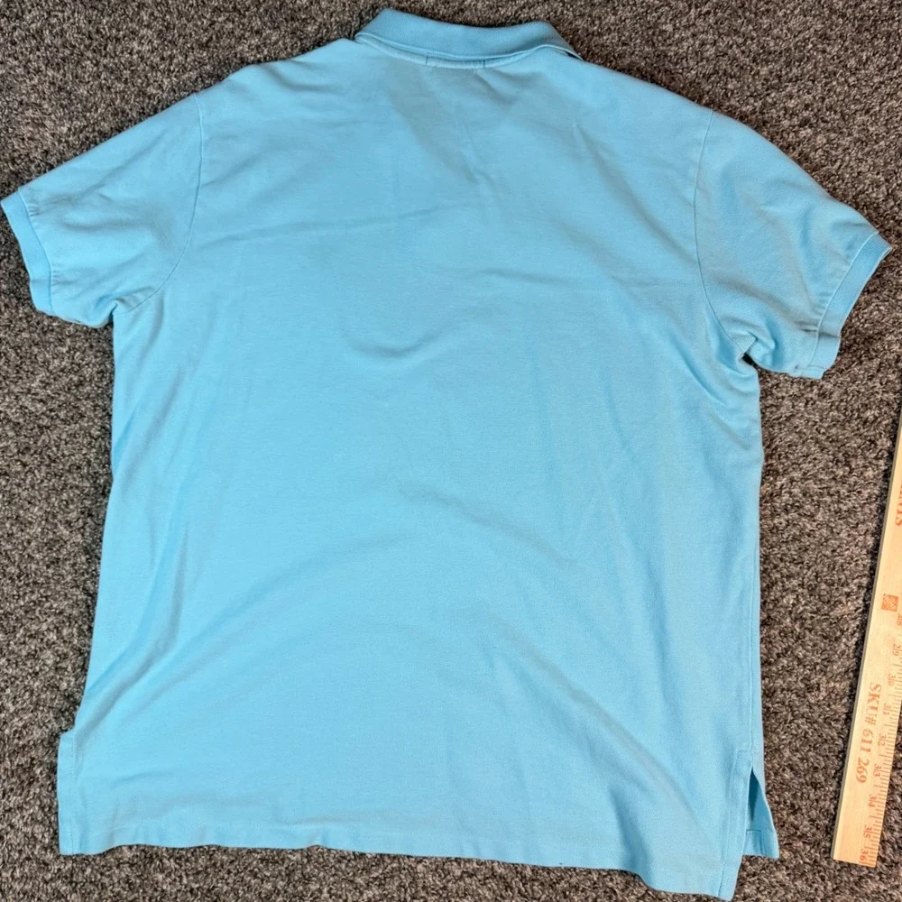 Polo Ralph Lauren Mens XL Custom Fit Light Blue‎ Mesh Polo Pink Pony